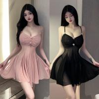Qingran Women's Seductive Lingerie Set - Busty-Enhancing Lace Sleepwear Dress with Adjustable Straps thumbnail