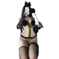 Qingruohan Catwoman Role Play Costume Set - Seductive Furry Lingerie Outfit with Matching Accessories thumbnail