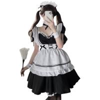 Qingruohan Lace Lingerie Set for Women - Seductive Maid Costume with Sheer Mesh Apron & Adjustable Straps thumbnail