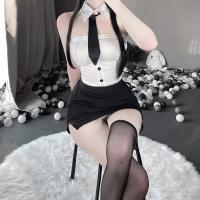 Qingruohan Milk Silk Bodysuit Secretarial Outfit - Sexy Lingerie Set for Women, Alluring Uniform Style thumbnail