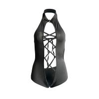 Qingruohan Sexy Lace Bodysuit for Women - Tight-Fit Uniform-Style Mesh Bandage Set with Open-Crotch Design thumbnail