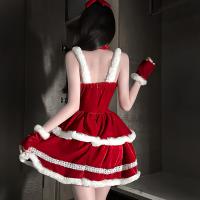 QingShe Sexy Lingerie Set - Japanese Korean Style Red Christmas Dress & Strap Top for New Year Party Outfit thumbnail