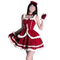 QingShe Sexy Lingerie Set - Japanese Korean Style Red Christmas Dress & Strap Top for New Year Party Outfit thumbnail