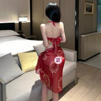 QQNY Dunhuang Dance-Inspired Sheer Hanfu Lingerie – Gold-Embossed Transparent Mesh Bustier with Exotic Elegance thumbnail