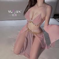 QQNY Sensual Silk Sleepwear Set – Exotic Princess & Retro Chinese Belly Dance Costume with Lace Trim thumbnail