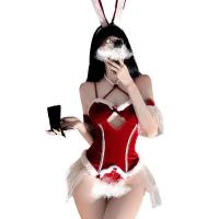 Rabbit Girl Costume Bodysuit - Sexy New Year & Christmas Role Play Lingerie with Open-Crotch Design thumbnail