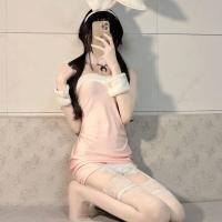 Rabbit Girl Costume Set - Plush Bunny Lingerie Outfit with Fluffy Tail & Skirt for Cosplay & Role Play thumbnail