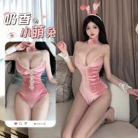 Rabbit Girl Lingerie Set - Fluffy Velvet Bunny Costume with Open-Crotch Design for Playful Seduction thumbnail