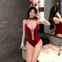 Rabbit Girl Lingerie Set - Fluffy Velvet Bunny Costume with Open-Crotch Design for Playful Seduction thumbnail