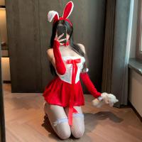 Rabbit Girl Lingerie Sleepwear Set - Sexy Holiday Costume with Bow & Ties, Easy-On Naughty Pajamas thumbnail