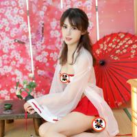 Rainy Night Seduction Lingerie Set - Shrine Maiden Kimono Style Bondage Bra & Pleated Skirt Outfit thumbnail