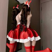 Red Bunny Girl Costume - Sexy Lingerie Dress for New Year & Christmas, No-Remove Seductive Outfit thumbnail