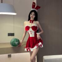 Red Bunny Girl Costume - Sexy Lingerie Dress for New Year & Christmas, No-Remove Seductive Outfit thumbnail