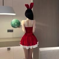 Red Bunny Girl Costume - Sexy Lingerie Dress for New Year & Christmas, No-Remove Seductive Outfit thumbnail