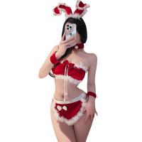 Red Bunny Lingerie Set - Sexy New Year Christmas Rabbit Girl Costume, No-Remove Seductive Outfit for Small Bust thumbnail