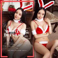Red Rabbit Girl Costume Set - Sexy New Year & Christmas Lingerie Outfit for Women, No-Remove Design thumbnail