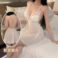 Red Sexy Lace Sleep Dress - Backless Sheer Plus Size Lingerie for Small Bust, Pure Temptation Nightwear thumbnail