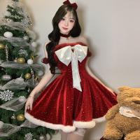 Red Sparkly Sexy New Year Dress - Sweet & Spicy Holiday Lingerie Mini Dress with Strapless Bodice thumbnail