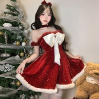 Red Sparkly Sexy New Year Dress - Sweet & Spicy Holiday Lingerie Mini Dress with Strapless Bodice thumbnail