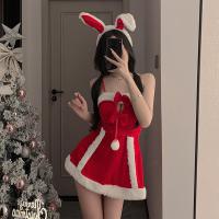 Red Velvet Sexy Lingerie Set - New Year Party Sleepwear & Role Play Costume for Women thumbnail