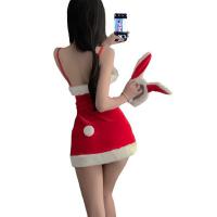 Red Velvet Sexy Lingerie Set - New Year Party Sleepwear & Role Play Costume for Women thumbnail