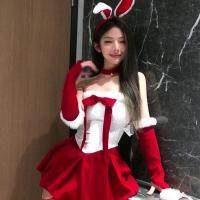 Red Velvet New Year Lingerie Set - Sexy Bunny Costume Dress for Women, Plus Size Pure Temptation Outfit thumbnail