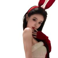 Red Velvet New Year Lingerie Set - Sexy Bunny Costume Dress for Women, Plus Size Pure Temptation Outfit thumbnail