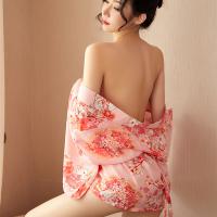 Retro Kimono Lace Lingerie Set - Sexy Sheer Sleeve Corset Costume for Women thumbnail
