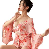 Retro Kimono Lace Lingerie Set - Sexy Sheer Sleeve Corset Costume for Women thumbnail