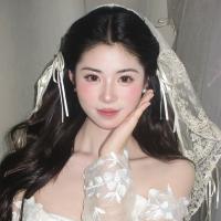 Retro Lace Bow Veil Headband for Brides - French Chic Wedding Hair Accessory for Photoshoots & Travel thumbnail