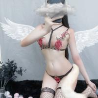 Romantic Midnight Rose Lace Lingerie Set for Women – Sheer Mesh Sexy Sleepwear Two-Piece Outfit thumbnail