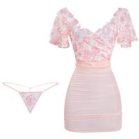 Rose Pure & Alluring Sheer Lace Sleep Dress - Sexy Deep V Bodycon Nightgown for Women thumbnail