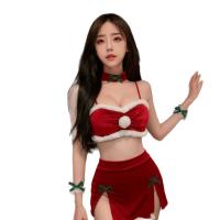 Rudolph-Themed Sexy Lace Lingerie Set - Premium Korean Velvet Costume for Christmas & New Year Role Play thumbnail