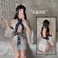 Ruolan Sexy Oriental Lingerie Set – Japanese-Inspired Split-Back Kimono Style Outfit with Cross-Neck Design thumbnail