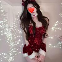 New Year & Christmas Costume Set - Velvet Sequin Lingerie Nightgown for Role Play & Festive Sexy Outfit S2 thumbnail