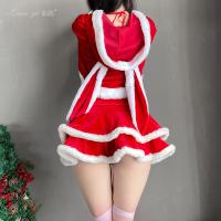 Xianyi Velvet Christmas Lingerie Set - Pure & Tempting Short Skirt Sensual No-Remove New Year Outfit S28 thumbnail