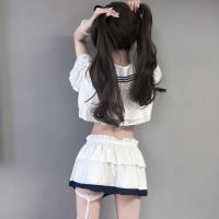 Sailor-Style Sexy Lingerie Set - Sheer JK Uniform Costume for Women, Cute Soft Girl Bedroom Outfit thumbnail