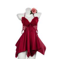 SakuQiu Butterfly Lace Sleep Dress - Pure & Tempting Sheer Backless Lounge Set with Built-in Pads thumbnail