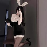 Secretary Bunny Girl Lingerie Set - Sexy OL Uniform Role Play Outfit, Tight-Fit Seductive Bedroom Costume thumbnail