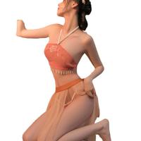 Seductive Chinese-Inspired Lingerie Set - Hanfu-Style Sexy Sleepwear & Removable Belly Dance Dudou Outfit thumbnail