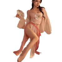 Seductive Hanfu Lingerie Set - Plus Size Ancient Chinese Style Busty Bodice & Matching Ensemble, Court-Inspired Erotic O thumbnail