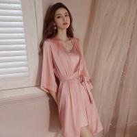 Seductive Ice Silk Backless Sleepwear Set - Sexy Lingerie Nightgown & Robe, No-Remove Passion Outfit, European Style thumbnail