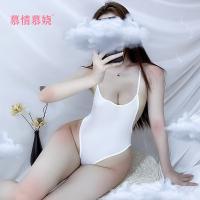 Seductive Japanese-Style Bodysuit Swimwear - Backless Low-Cut Busty One-Piece with No-Remove Design thumbnail