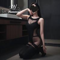 Seductive Lace Bodysuit with Open-Crotch Stockings - Sexy Matching Lingerie Set for Small Bust thumbnail