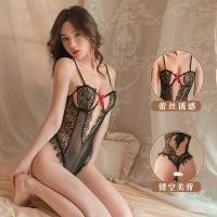 Seductive Lace Bodysuit with Ties - Sheer Temptation Intimate Lingerie Set for Women thumbnail