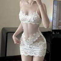 Seductive Lace Bodysuit for Women - Busty Pure & Tempting Maid Costume with Open-Crotch Design, Sexy Sleepwear Outfit thumbnail