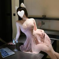 Seductive Lace Mesh Slip Dress Set - Busty Plus Size Provocative Lingerie Outfit for Women thumbnail