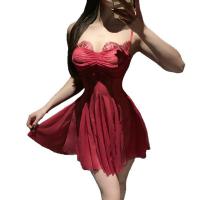 Seductive Lace Mesh Slip Dress Set - Busty Plus Size Provocative Lingerie Outfit for Women thumbnail