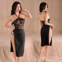 Seductive Lace Sleepwear Set - Removable Tease Costume Dress, Provocative Cheongsam-Inspired Nightwear for Women thumbnail