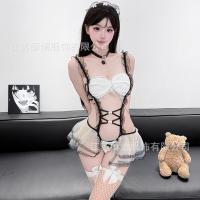 Seductive Maid Costume Set - Sexy Lace Open-Crotch Bodysuit for Role Play & Cosplay thumbnail